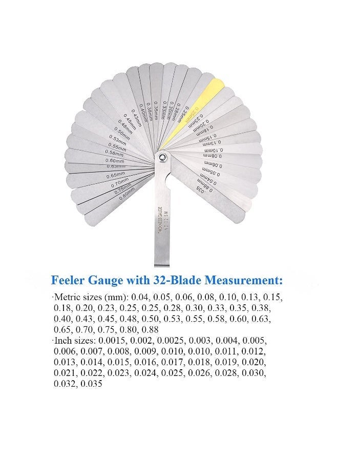 ChicAbode 1 حزمة مقياس شعور مع 32 شفرة و 1 حزمة مقياس شعور تعويض مع 16 شفرة ، لقياس عرض الفجوة وسمكها ، مقياس مزدوج علامة مترية وأداة قياس الفجوة الإمبراطورية - Image 2